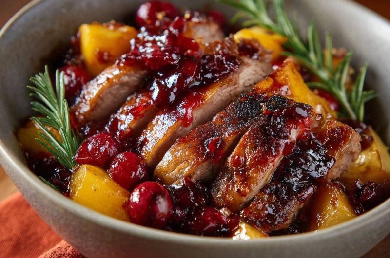 Glazed Duck Breast with Cherry Pineapple Compote