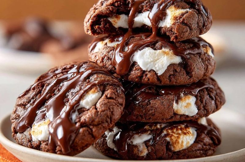 Gooey S'mores Chocolate Cookies