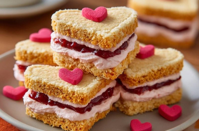 Heart-Shaped Shortbread Jam Sandwiches