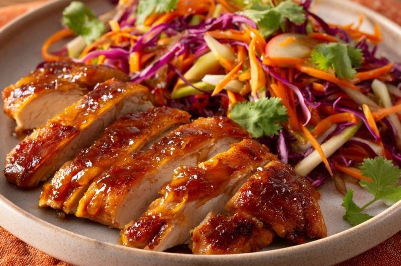 Juicy Honey Glazed Chicken with Crunchy Apple Cabbage Slaw
