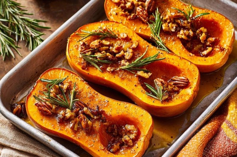 Roasted Butternut Squash with Rosemary Pecans