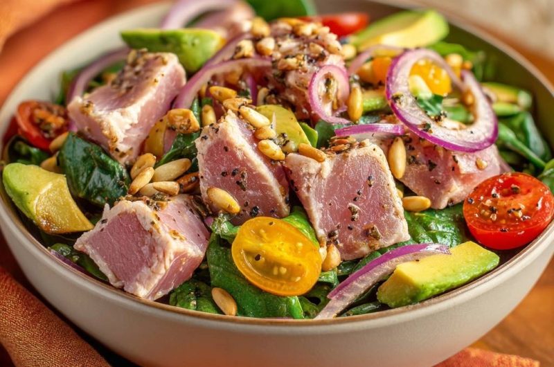 Seared Ahi Tuna Spinach Salad