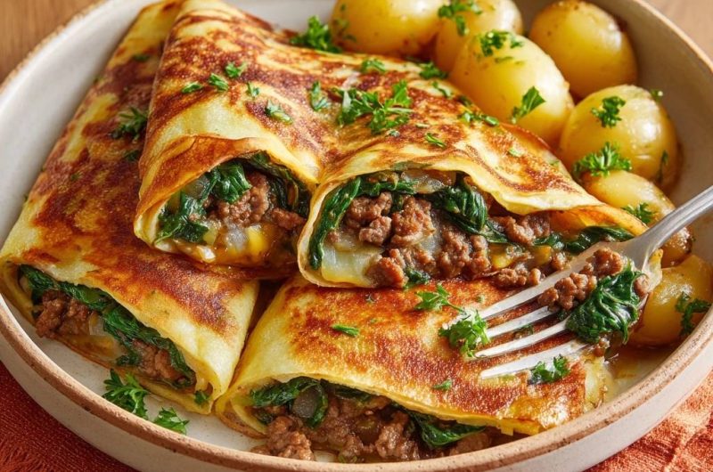 Beef Spinach Crepes