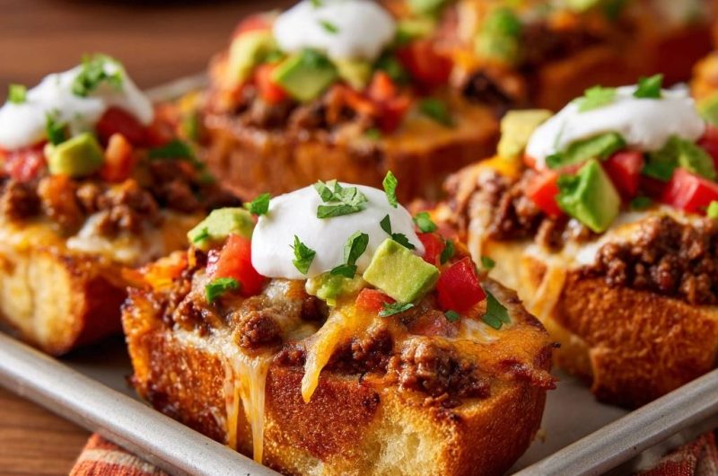 Cheesy Taco Beef Bread Boats