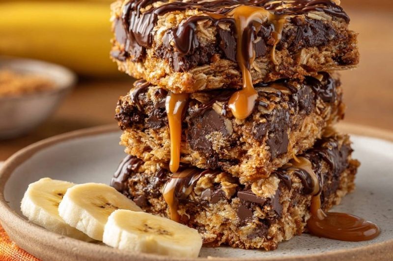 Chocolate Caramel Coconut Oat Bars