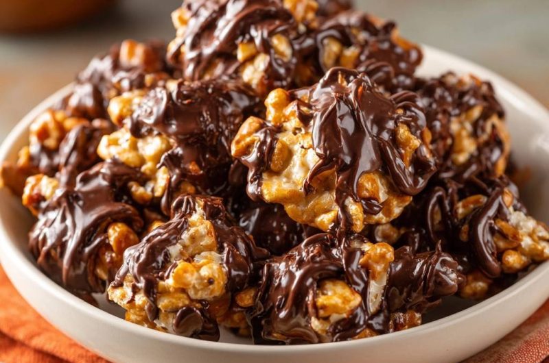 Peanut Caramel Corn Clusters