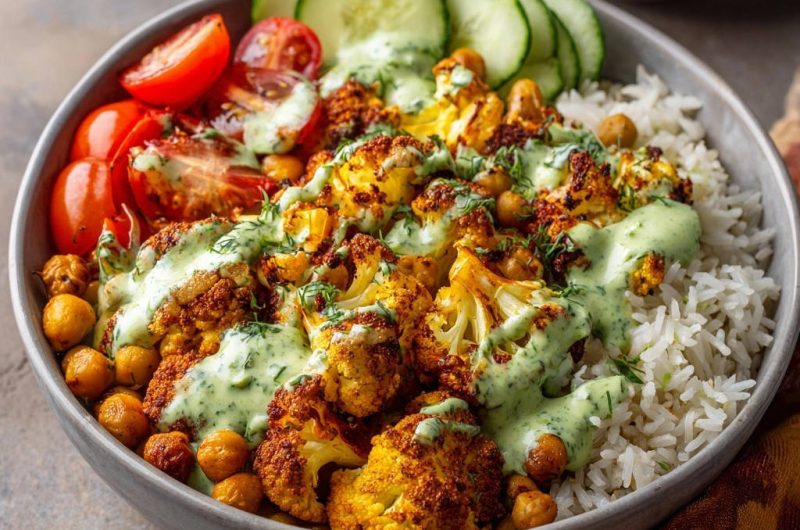 Golden Roasted Cauliflower and Chickpea Bowl