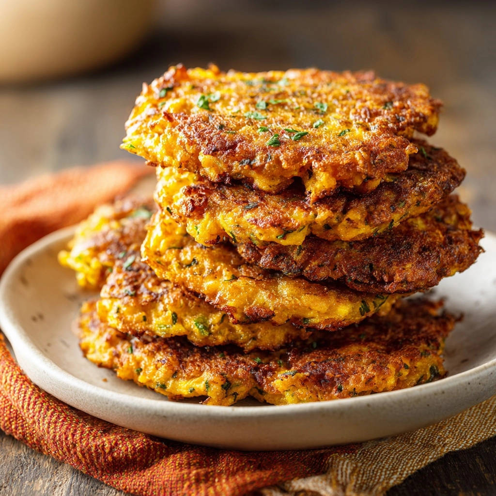 Crispy pan-fried fish cakes stacked on a plate, showcasing their golden-brown exterior and fresh herb flecks.