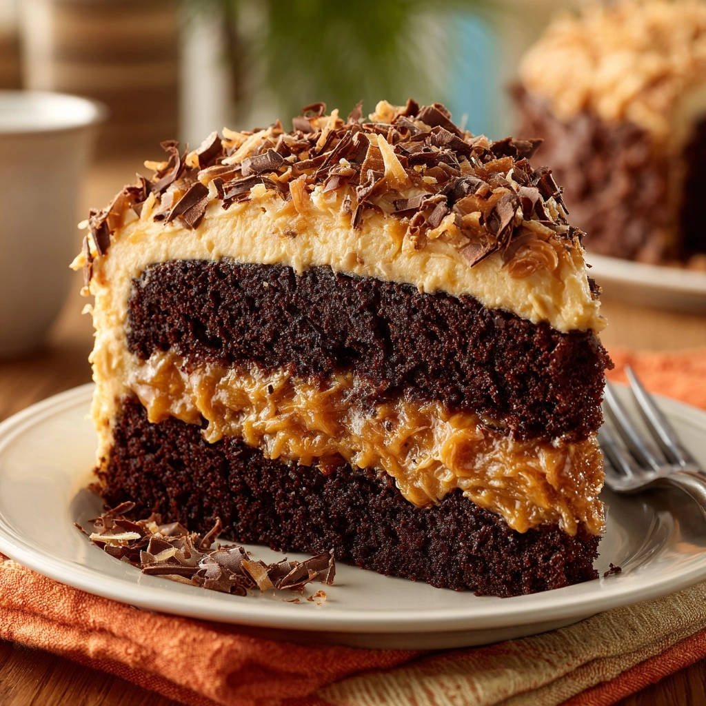 Ultimate chocolate layer cake in a slice showing its moist cross-section and rich frosting.