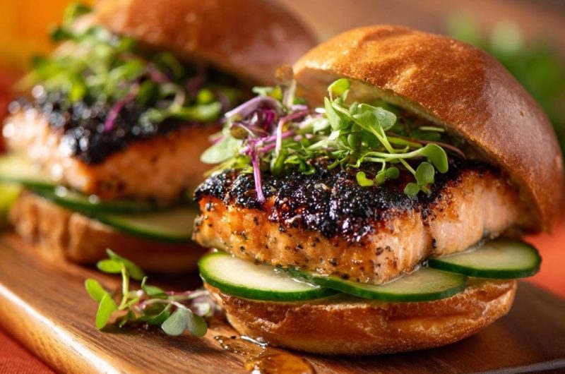 Blackened Sesame Salmon Burgers