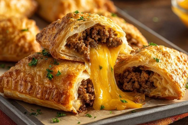 Cheesy Beef Puff Pastry Empanadas