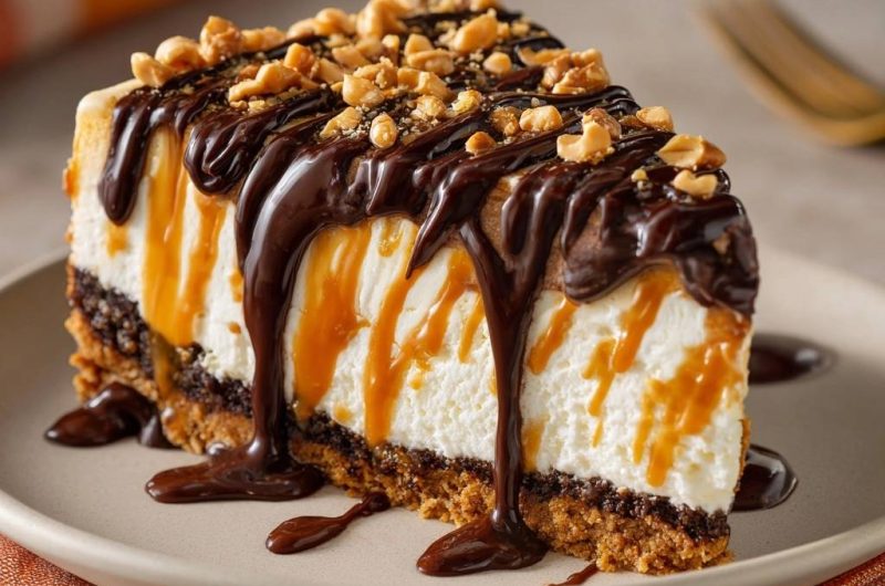 Chocolate Caramel Peanut Cheesecake