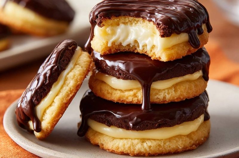 Chocolate Dipped Pastry Cream Cookies