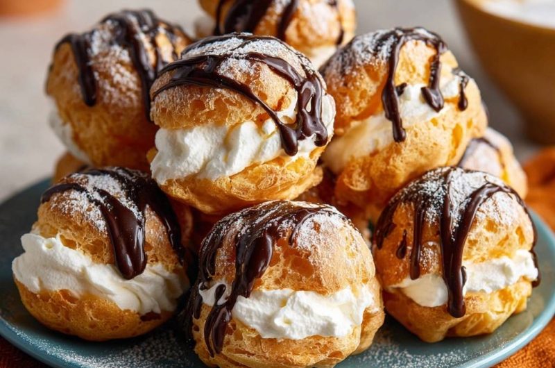 Chocolate Drizzled Profiteroles
