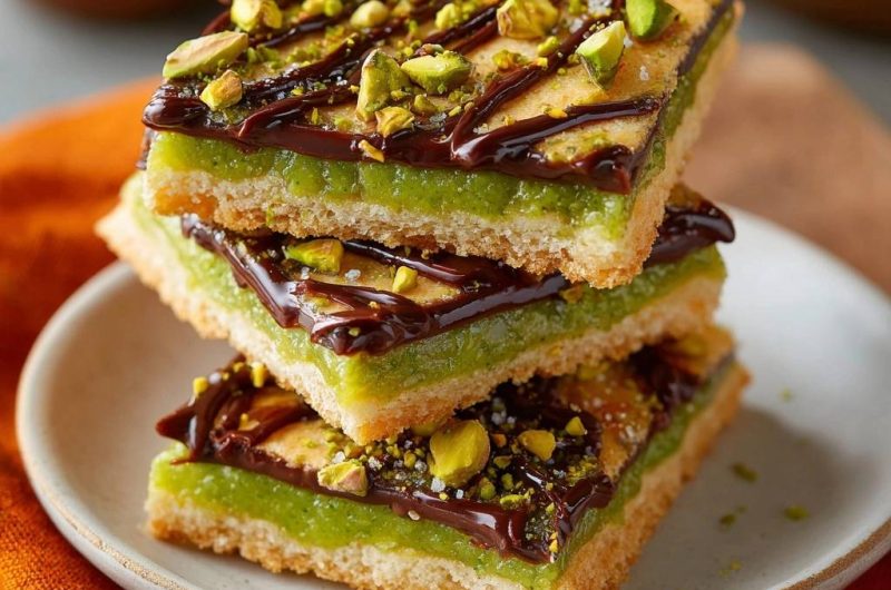 Chocolate Pistachio Shortbread Bars