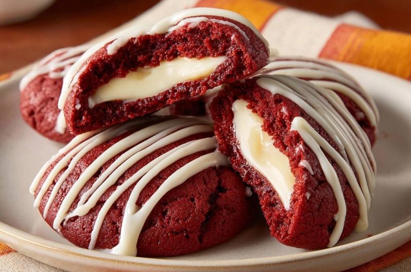 Cream Cheese Stuffed Red Velvet Cookies