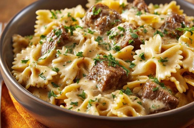 Creamy Beef Farfalle