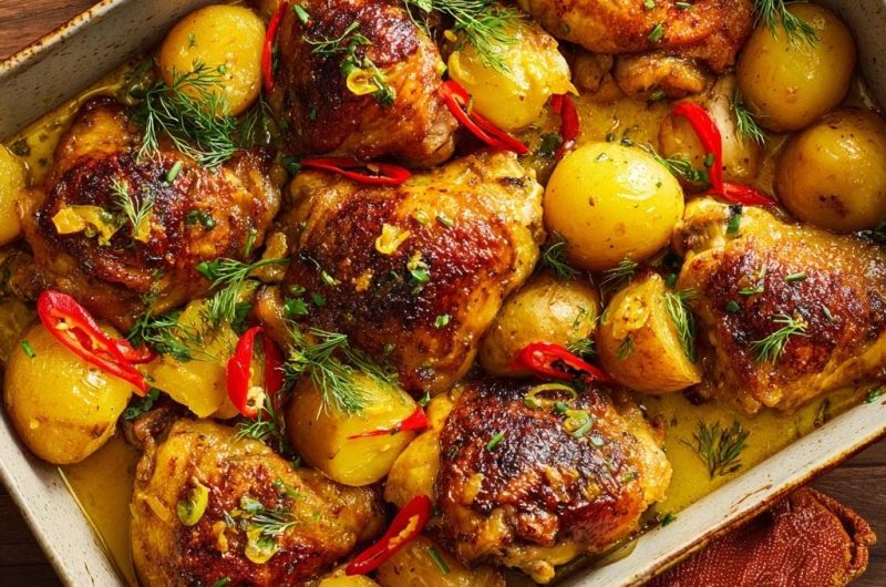 Lemon Dill Chicken Thighs with Baby Potatoes