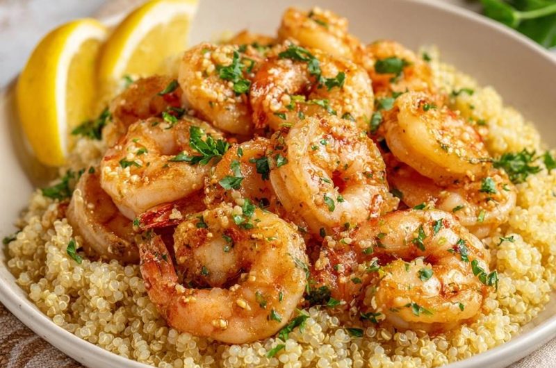 Lemon Garlic Shrimp over Quinoa