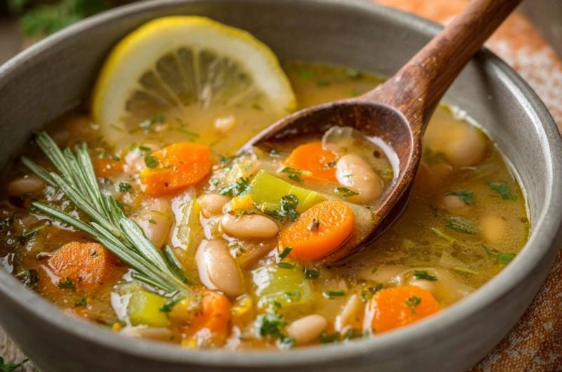 Lemon Rosemary White Bean Soup