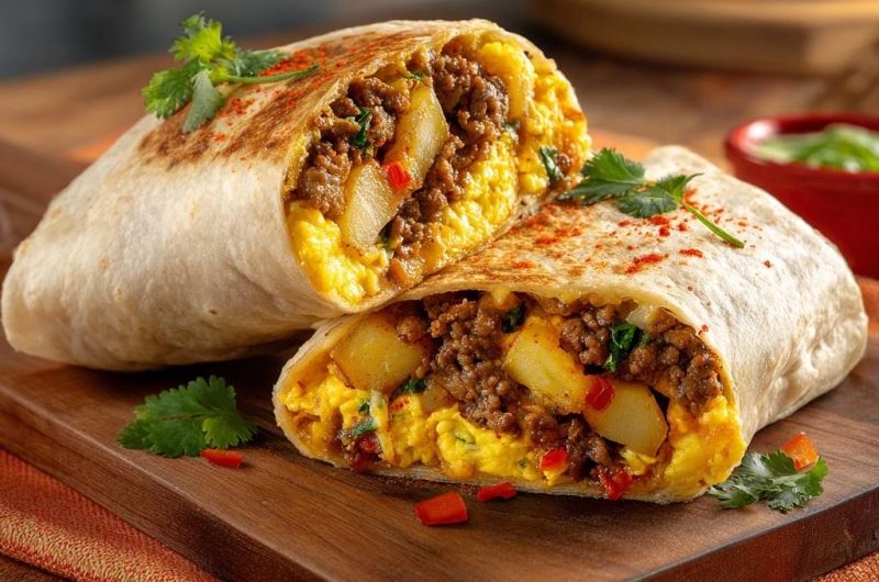 Loaded Beef Breakfast Burritos