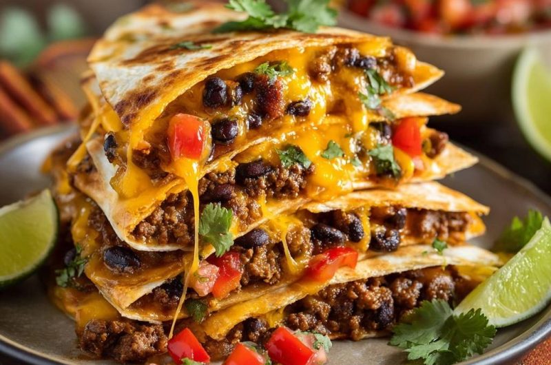 Loaded Beef and Black Bean Quesadillas