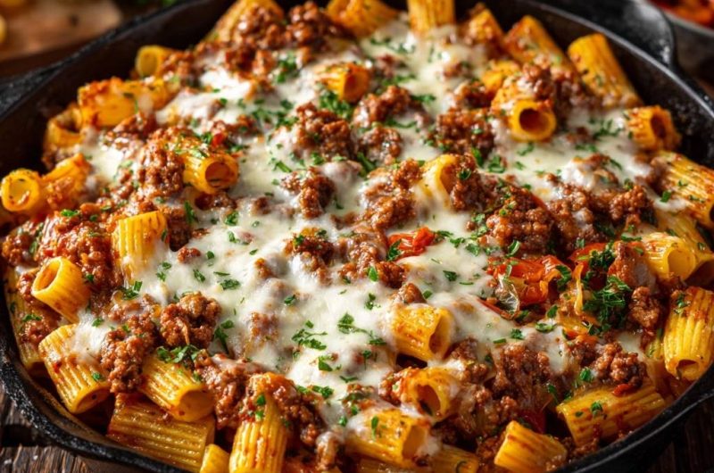 One-Pan Cheesy Beef Rigatoni