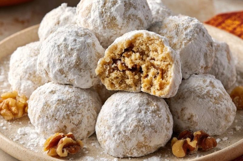 Orange Walnut Snowball Cookies