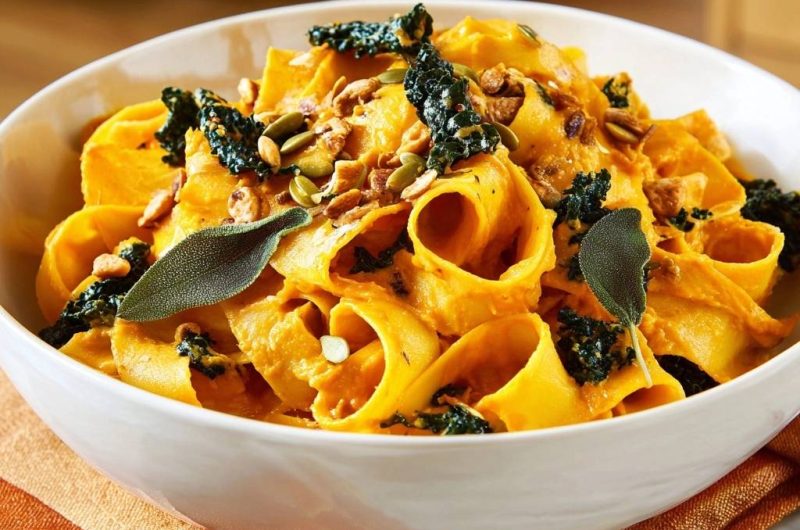Pumpkin Sage Pappardelle with Crispy Kale