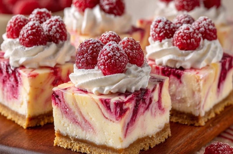 Raspberry Swirl Cheesecake Bars