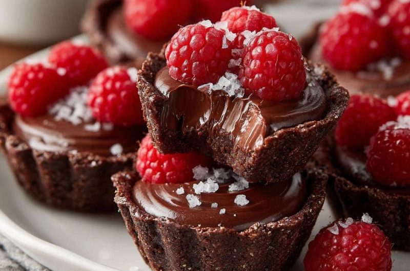 Salted Chocolate Raspberry Ganache Tartlets