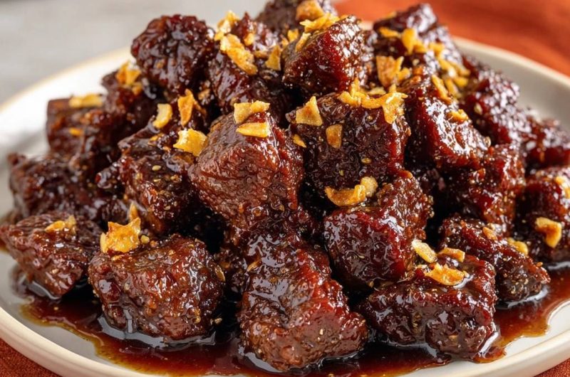 Sticky Garlic Beef Bites