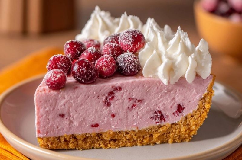 Sugared Cranberry No-Bake Cheesecake