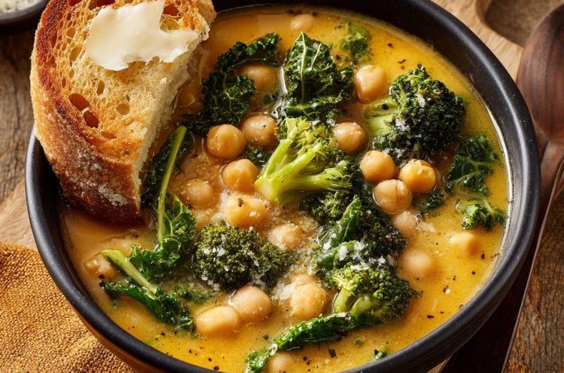 Turmeric Chickpea Soup with Kale & Broccoli