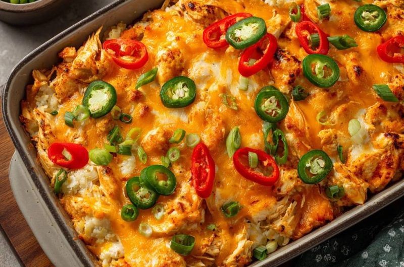 Cheesy Jalapeño Chicken Rice Casserole