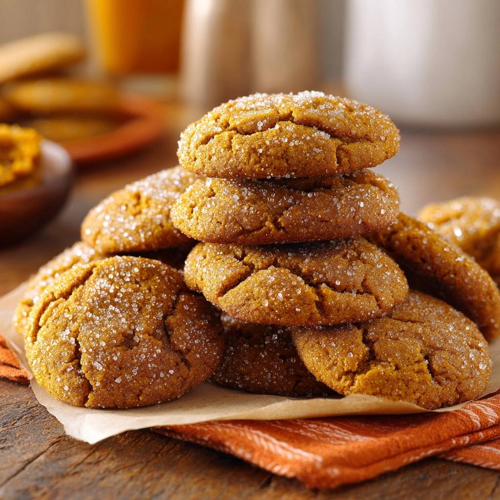 Chewy gingersnaps are stacked high and dusted with sparkling sugar crystals for a festive and tempting treat.