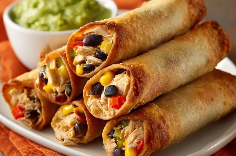 Crispy Chicken Black Bean Taquitos