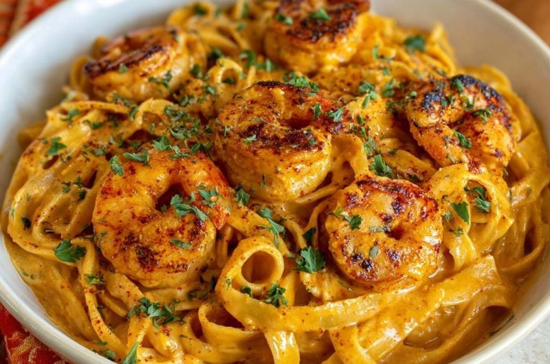 Cajun Blackened Shrimp Fettuccine