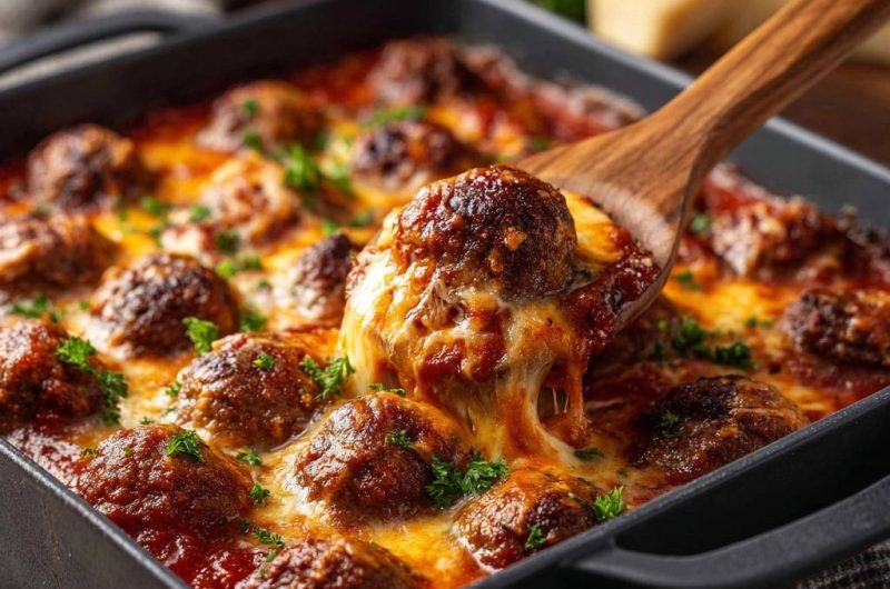 Cheesy Baked Meatballs