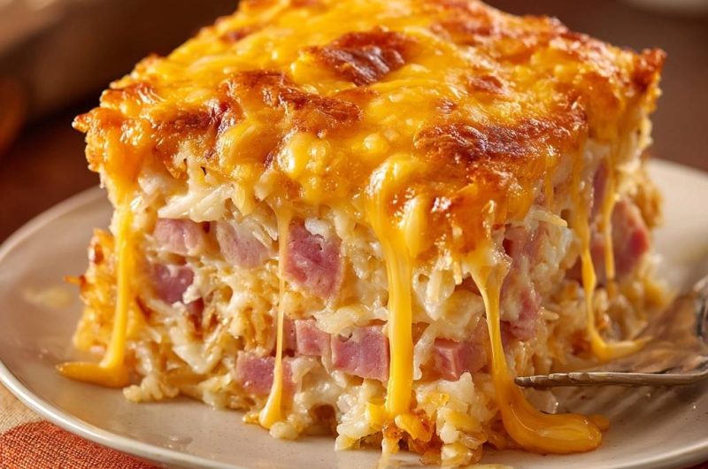 Cheesy Ham and Rice Casserole