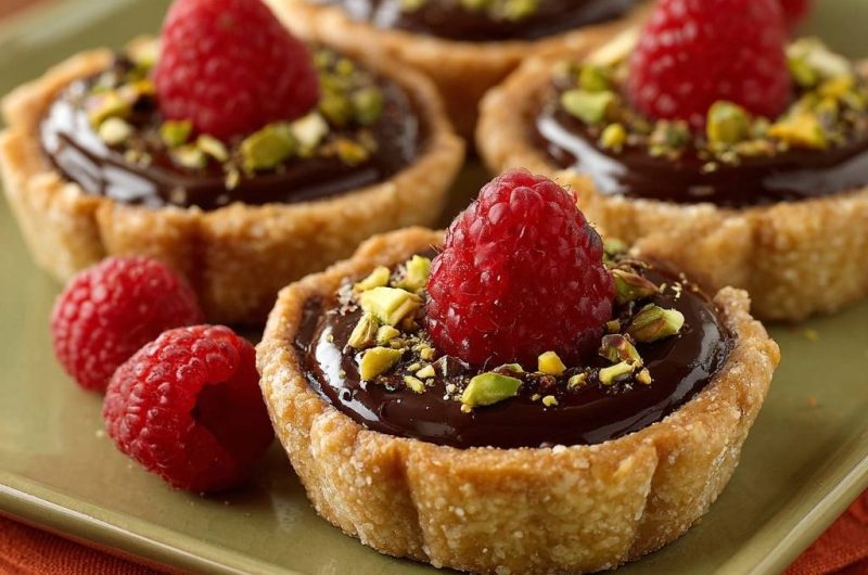 Chocolate Raspberry Pistachio Tartlets