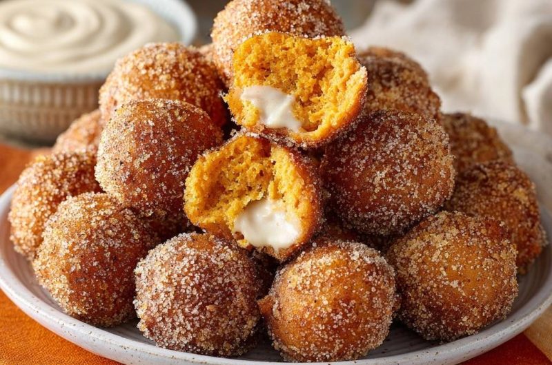Cream-Filled Pumpkin Donut Holes