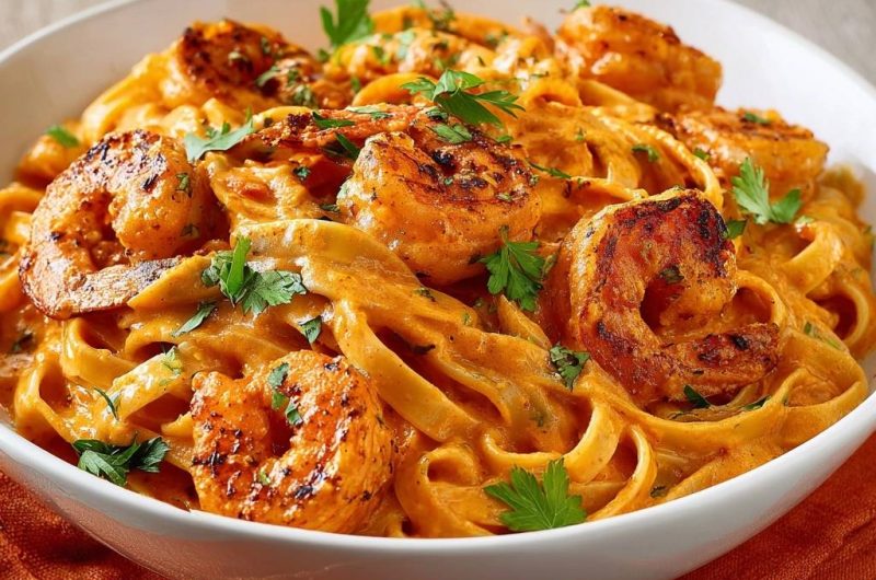 Creamy Blackened Shrimp Fettuccine