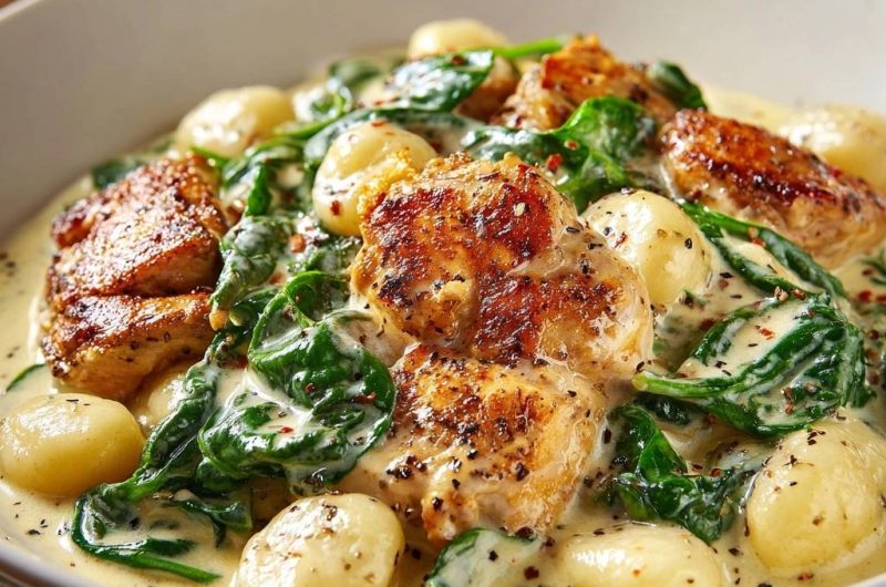 Creamy Chicken Gnocchi with Spinach