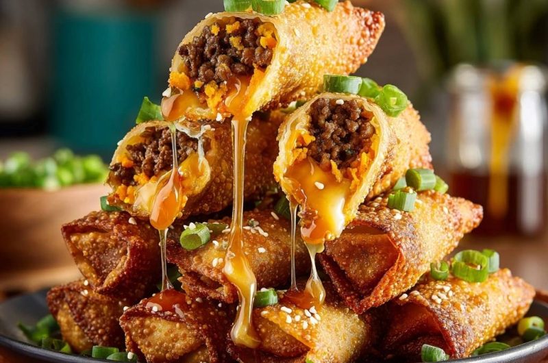 Crispy Beef Cheese Egg Rolls