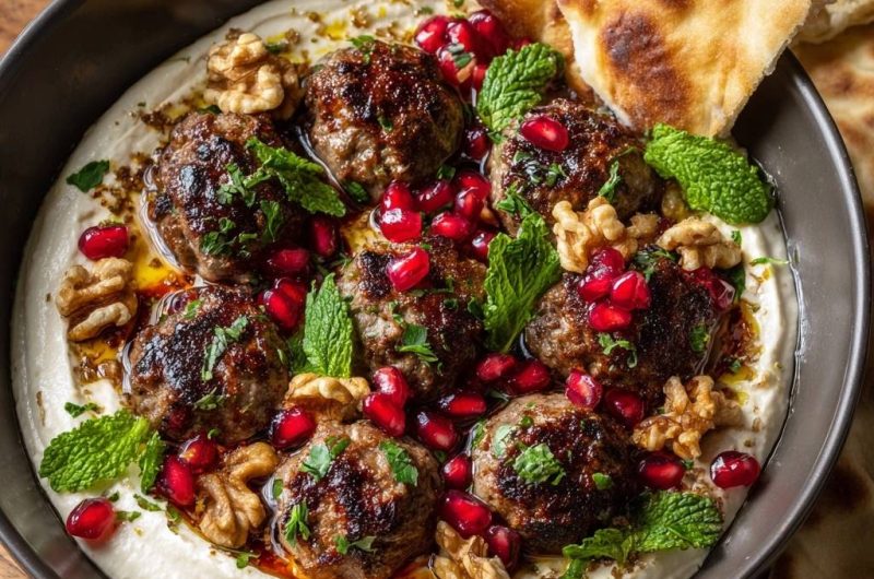 Kofta Meatballs over Hummus
