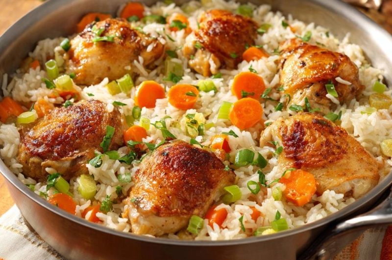 One-Pan Crispy Chicken Rice