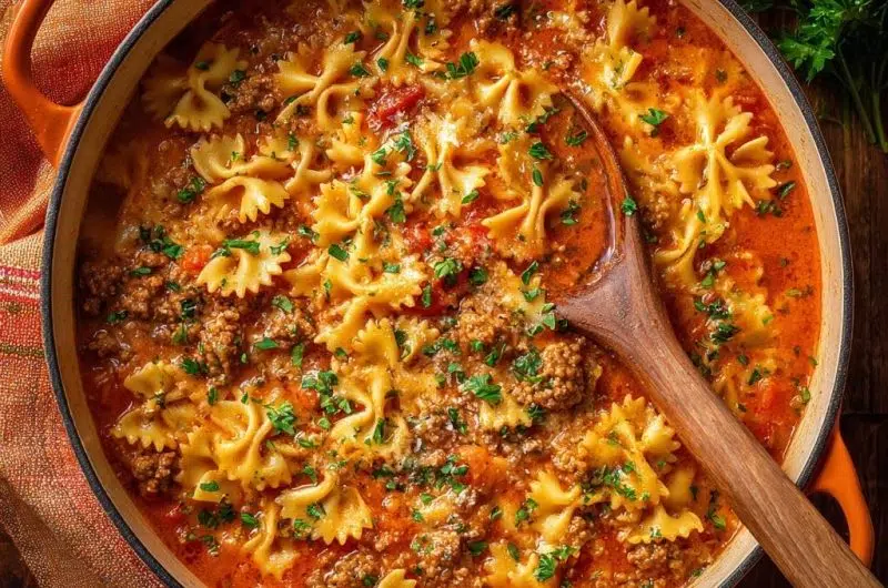 One-Pot Beef Farfalle