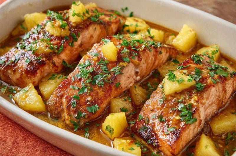 Pineapple Glazed Baked Salmon