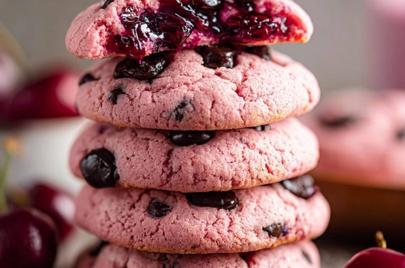 Pink Cherry Chocolate Cookies